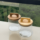 Pote de Vidro com Tampa de Acacia 700ml - Ela Decora